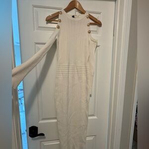 Elegant White Knit Dress